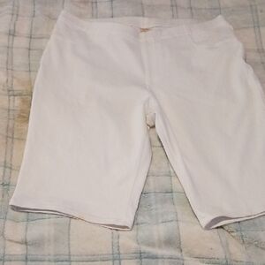 White Bike Shorts with Elastic Waistband